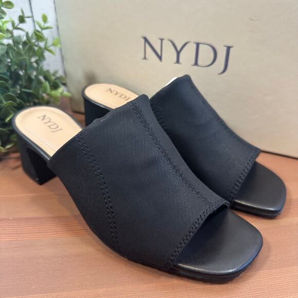 NYDJ Women's Gwen Stretch Black Slip-On Mule Sandals Size 7 - Picture 3 of 10